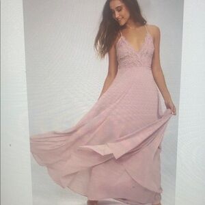 Lulus Pale Pink Madalyn Romantic Crochet Lace Maxi Dress - Size Small - Coquette